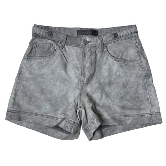 Goldsign Shorts Womens‎ 2 25" Gray Cloud 100% Lambskin Leather Casual Going Out - Picture 1 of 9